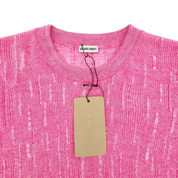 RACHEL COMEY Amares Crinkle Knit Top Sweater in Pink Marled S - Picture 5 of 12